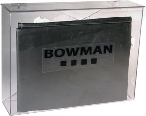 BOWMAN CLEAR PETG PLASTIC AND SINTRA (VARIOUS COLORS) GLOVE DISPENSERS