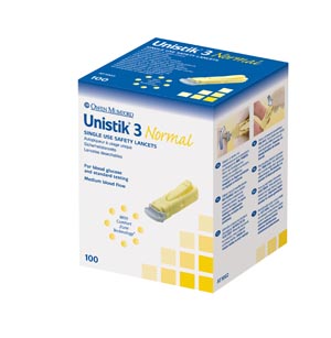 OWEN MUMFORD UNISTIK 3 PRE-SET SINGLE USE SAFETY LANCETS